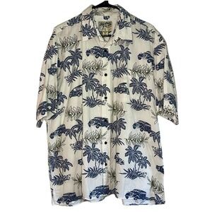 Vintage Big Dogs Men's Size XL Button Up Shirt Blue Hawaiian St Bernard